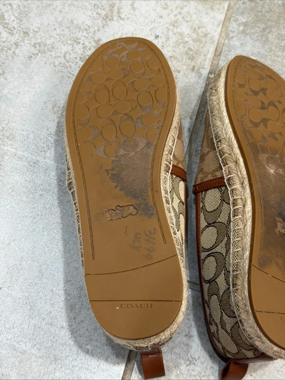 Coach Carson Espadrille Khaki/Saddle Size 7 Preowned